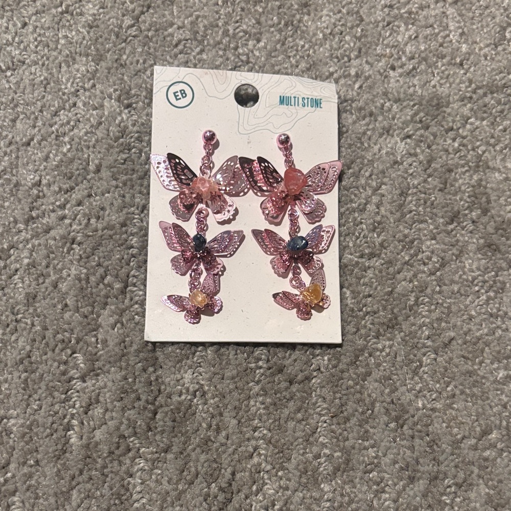 Pink Butterfly Earrings